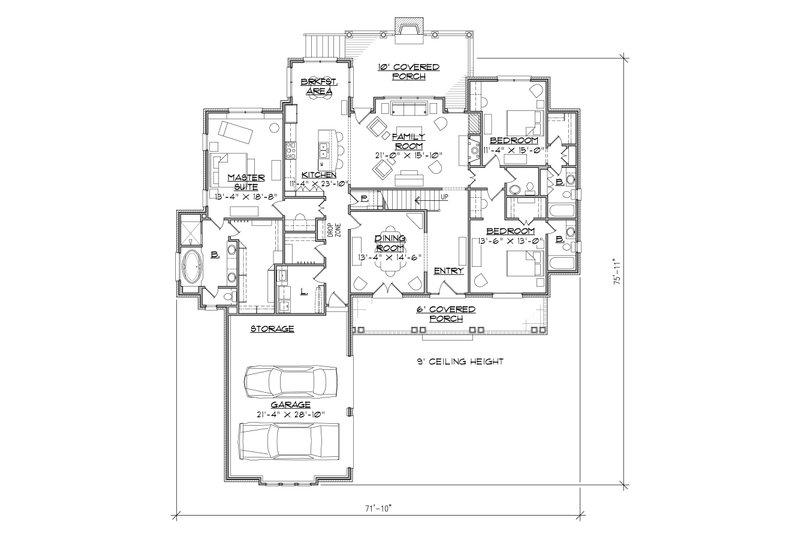 Home Plan - Floor Plan - Main Floor for Country House Plan #1054-28 - 4 bed, 4.5 bath