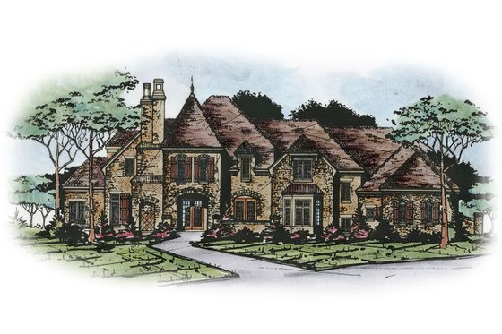 Exterior - Front Elevation 5 for European House Plan #20-2318 - 4 bed, 4.5 bath