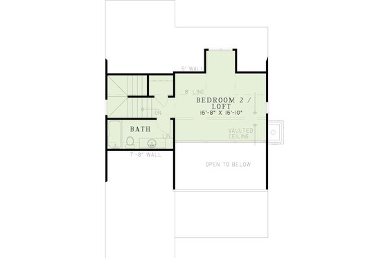 Floor Plan - Upper Floor for Farmhouse House Plan #17-2020 - 2 bed, 2 bath