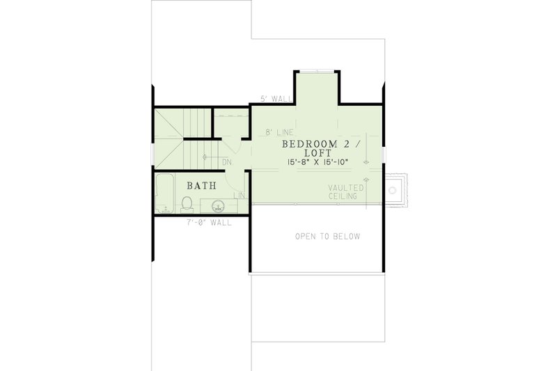 Home Plan - Floor Plan - Upper Floor for Farmhouse House Plan #17-2020 - 2 bed, 2 bath
