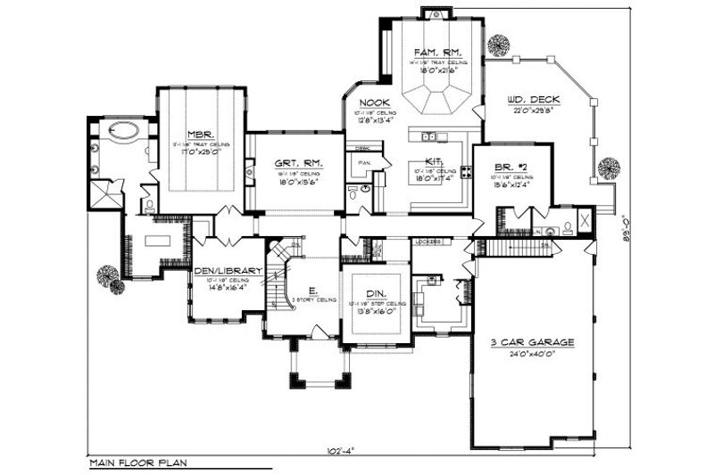 Home Plan - Floor Plan - Main Floor for European House Plan #70-890 - 4 bed, 3.5 bath
