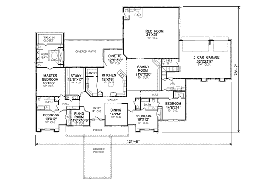 Floor Plan - Main Floor for Classical House Plan #65-458 - 4 bed, 5 bath
