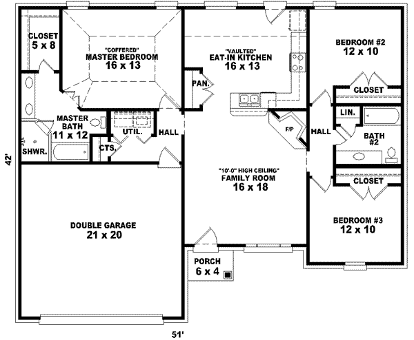 Floor Plan - Main Floor for European House Plan #81-1416 - 3 bed, 2 bath