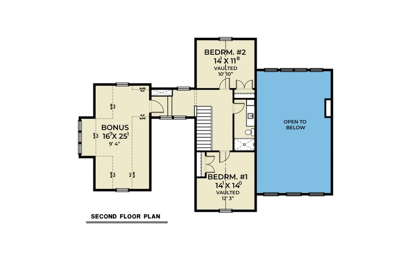 House Blueprint - Floor Plan - Upper Floor for Farmhouse House Plan #1070-251 - 3 bed, 2.5 bath