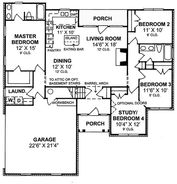 Home Plan - Traditional Floor Plan - Main Floor Plan #20-372