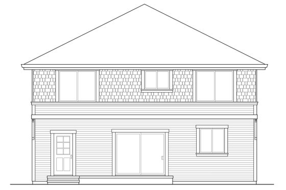Exterior - Rear Elevation for Colonial House Plan #124-958 - 4 bed, 3 bath