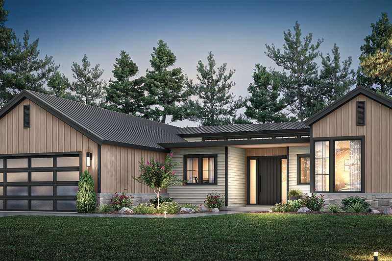 House Blueprint - Contemporary Exterior - Front Elevation Plan #1070-256