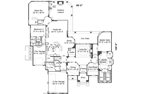 Floor Plan - Main Floor for European House Plan #135-135 - 5 bed, 7.5 bath