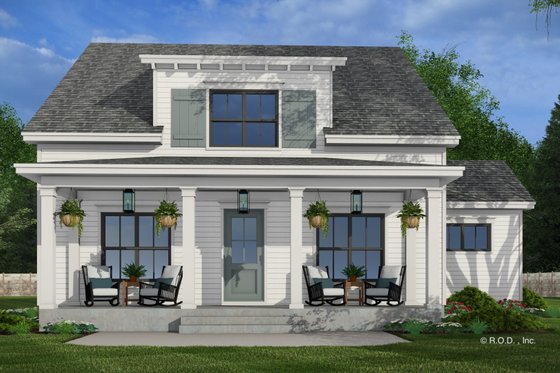 Exterior - Rear Elevation 1 for Farmhouse House Plan #51-1277 - 4 bed, 4.5 bath
