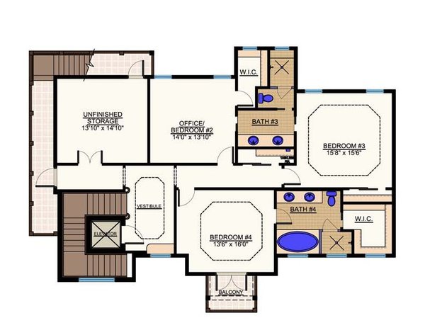 Mediterranean Floor Plan - Upper Floor Plan #548-30