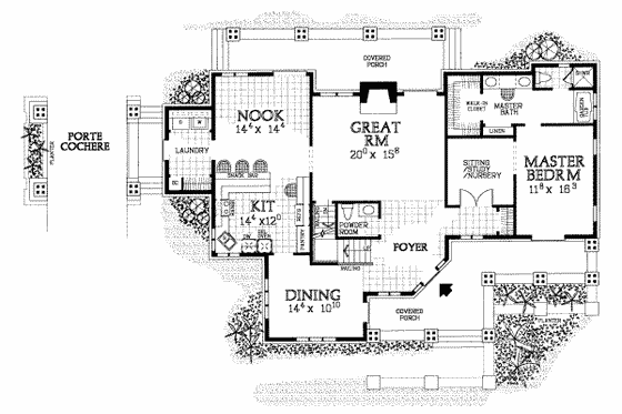 Floor Plan - Main Floor for Bungalow House Plan #72-463 - 3 bed, 2.5 bath