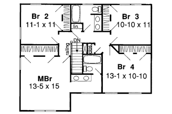 Floor Plan - Upper Floor for Country House Plan #312-372 - 4 bed, 2.5 bath