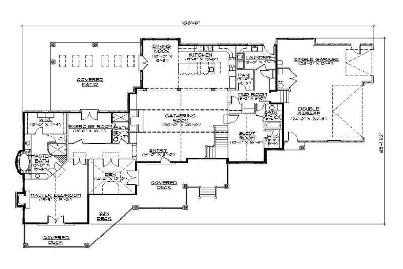 Architectural House Design - Floor Plan - Main Floor for Traditional House Plan #5-338 - 5 bed, 6 bath