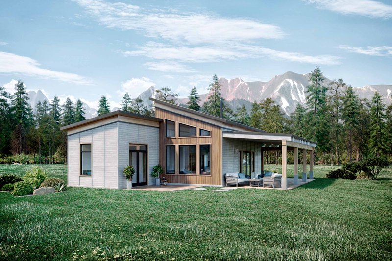 Home Plan - Exterior - Rear Elevation for Cabin House Plan #924-14 - 2 bed, 2 bath