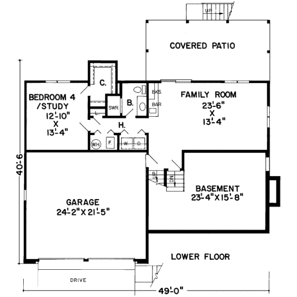 Modern Floor Plan - Lower Floor Plan #312-459