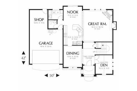 Floor Plan - Main Floor for Craftsman House Plan #48-539 - 4 bed, 2.5 bath