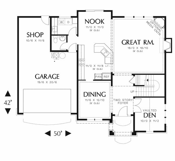 Dream House Plan - Craftsman Floor Plan - Main Floor Plan #48-539