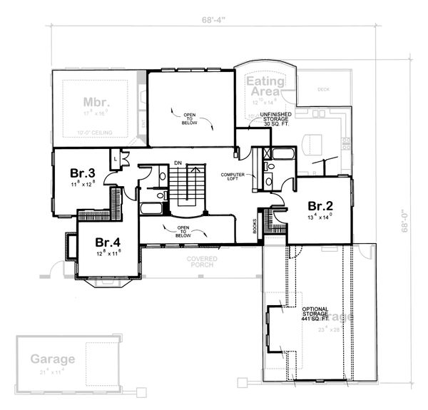 Traditional Floor Plan - Upper Floor Plan #20-1555