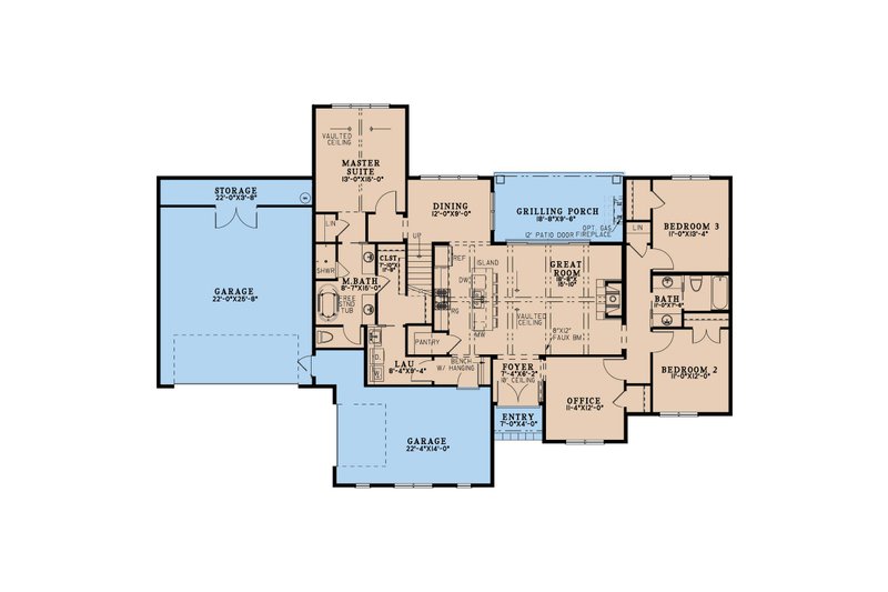 Dream House Plan - Floor Plan - Main Floor for Farmhouse House Plan #923-380 - 3 bed, 2.5 bath