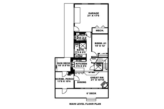 Floor Plan - Main Floor for Cabin House Plan #117-901 - 2 bed, 2 bath
