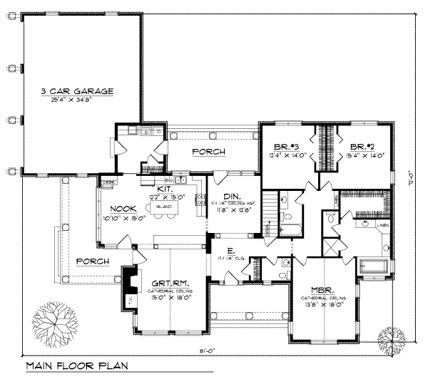 Home Plan - Traditional Floor Plan - Main Floor Plan #70-367