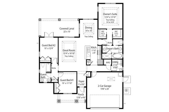 Floor Plan - Main Floor for Farmhouse House Plan #938-30 - 3 bed, 2 bath