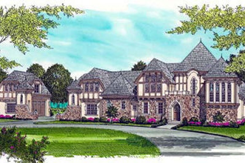 House Blueprint - Tudor Exterior - Front Elevation Plan #413-127