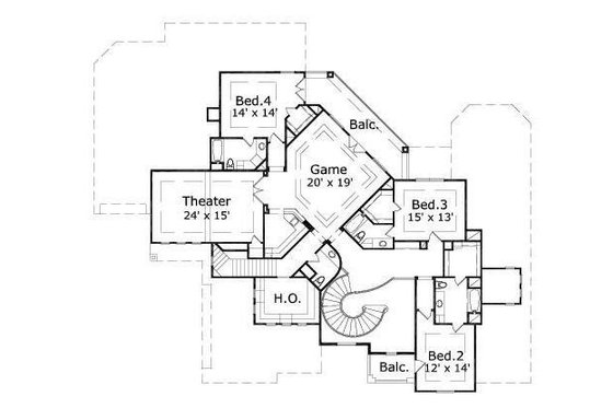 Floor Plan - Upper Floor for European House Plan #411-373 - 5 bed, 5.5 bath