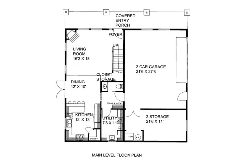 Home Plan - Floor Plan - Main Floor for Craftsman House Plan #117-923 - 3 bed, 2.5 bath