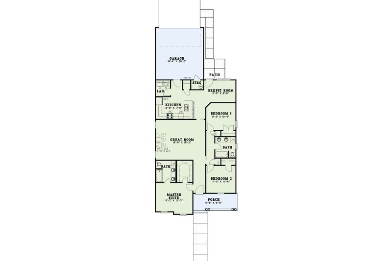 Home Plan - Floor Plan - Main Floor for Country House Plan #17-2723 - 3 bed, 2 bath