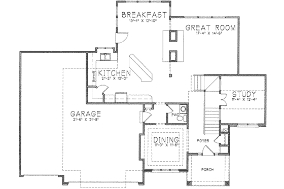 Floor Plan - Main Floor for European House Plan #6-220 - 4 bed, 3.5 bath