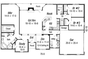 Floor Plan - Main Floor for European House Plan #329-121 - 5 bed, 3 bath