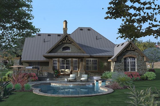 Exterior - Rear Elevation for Craftsman House Plan #120-175 - 3 bed, 2.5 bath