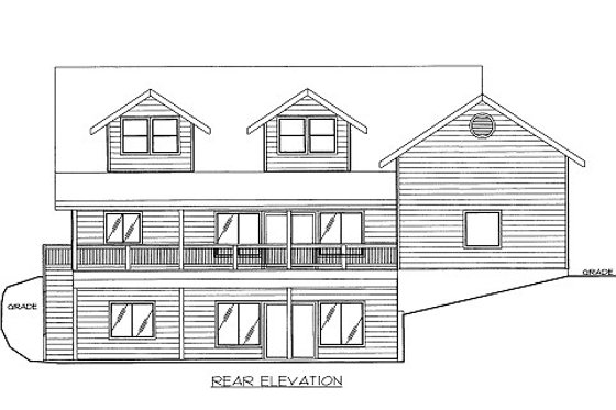 Exterior - Rear Elevation for Bungalow House Plan #117-746 - 3 bed, 3 bath