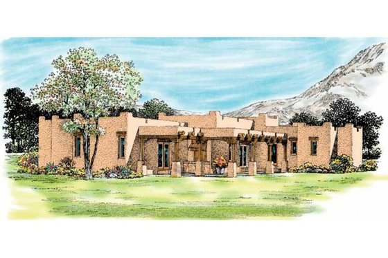 Exterior - Other Elevation for Adobe / Southwestern House Plan #72-339 - 4 bed, 3 bath