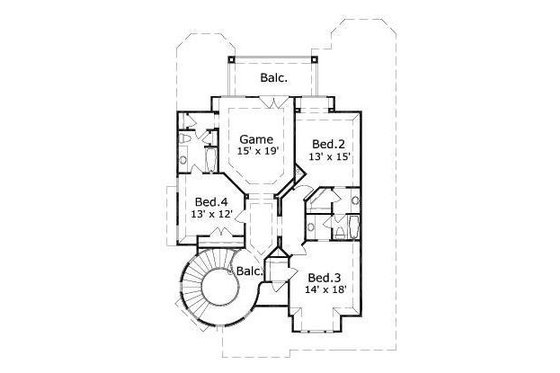 Floor Plan - Upper Floor for European House Plan #411-643 - 4 bed, 3.5 bath