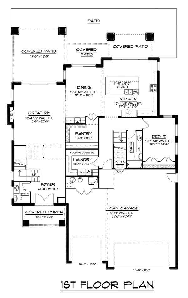 House Blueprint - Craftsman Floor Plan - Main Floor Plan #1064-428