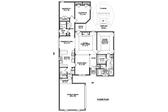Floor Plan - Main Floor for European House Plan #81-1051 - 3 bed, 2 bath