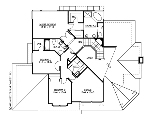 Craftsman Floor Plan - Upper Floor Plan #132-188