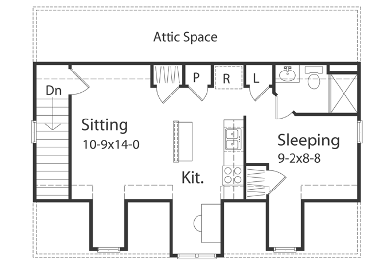 Architectural House Design - Floor Plan - Upper Floor for Colonial House Plan #22-420 - 1 bed, 1 bath