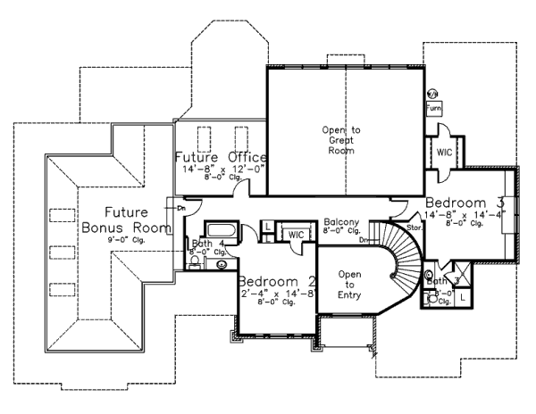 European Floor Plan - Upper Floor Plan #52-229
