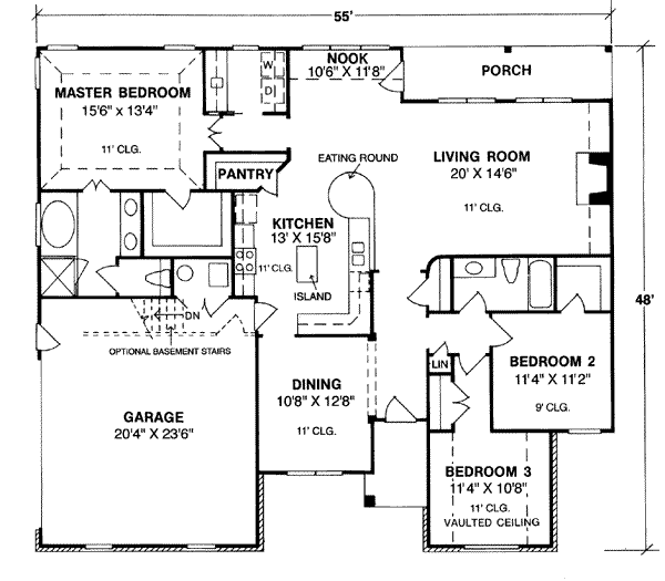 Architectural House Design - Traditional Floor Plan - Main Floor Plan #20-116