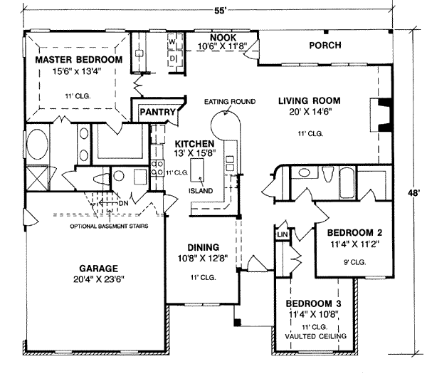 House Design - Traditional Floor Plan - Main Floor Plan #20-116