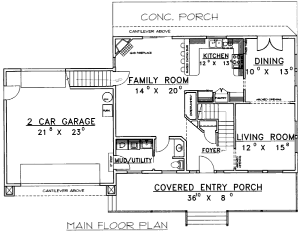 House Plan Design - Country Floor Plan - Main Floor Plan #117-282