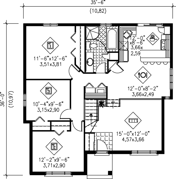 Traditional Floor Plan - Main Floor Plan #25-1017