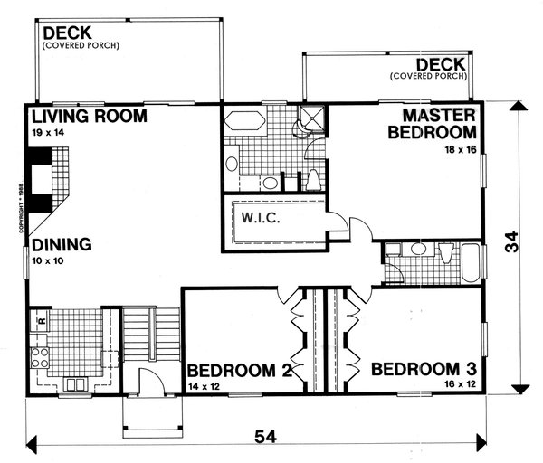 Home Plan - Floor Plan - Main Floor for Traditional House Plan #30-375 - 3 bed, 2.5 bath