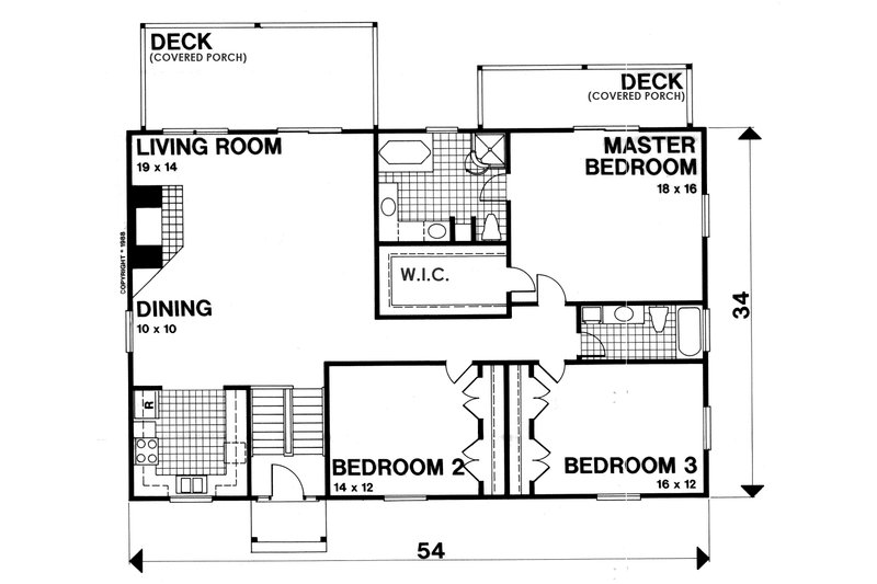 Home Plan - Floor Plan - Main Floor for Traditional House Plan #30-375 - 3 bed, 2.5 bath