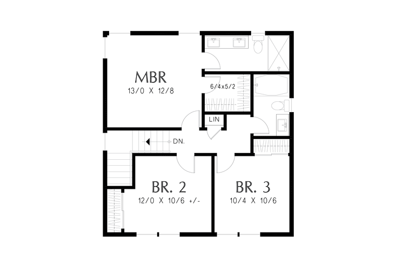 Dream House Plan - Floor Plan - Upper Floor for Prairie House Plan #48-1061 - 3 bed, 2.5 bath