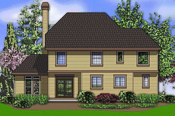 Exterior - Rear Elevation for European House Plan #48-398 - 4 bed, 3 bath
