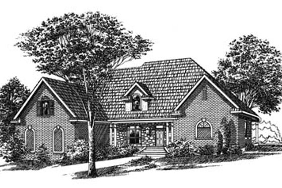 Exterior - Front Elevation for European House Plan #15-204 - 3 bed, 3 bath